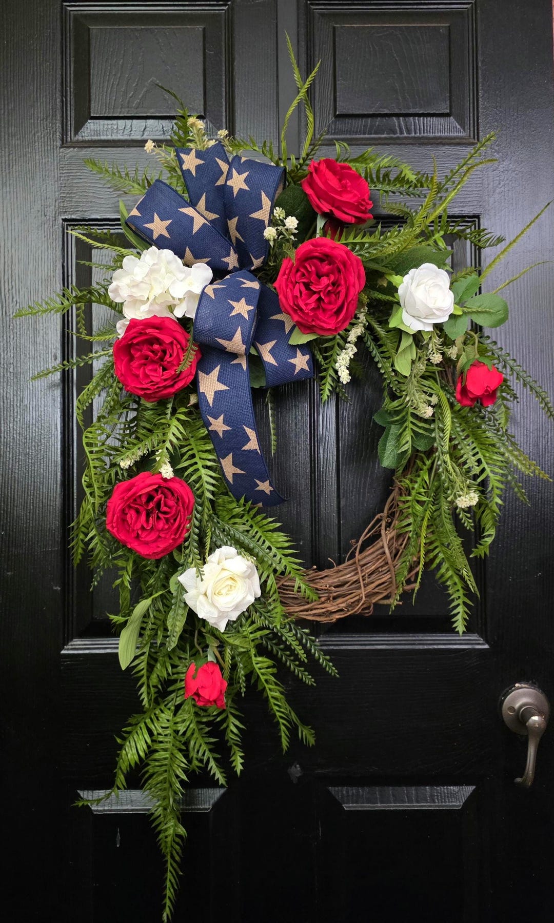 Patriotic Wreath, Red White and Blue Door Decor, Summer Wreaths for ...