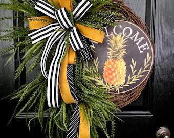 Couronne d'herbe à perles, couronnes d'été pour porte d'entrée, décoration de ferme printanière