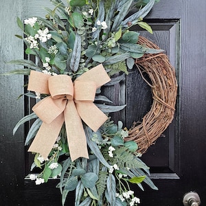 Wreaths for Front Door, Everyday Wreath, Farmhouse Wreath, Rustic Wreath, Greenery Wreath, Summer Wreath, Spring Wreath, Front Door Wreath, image 4