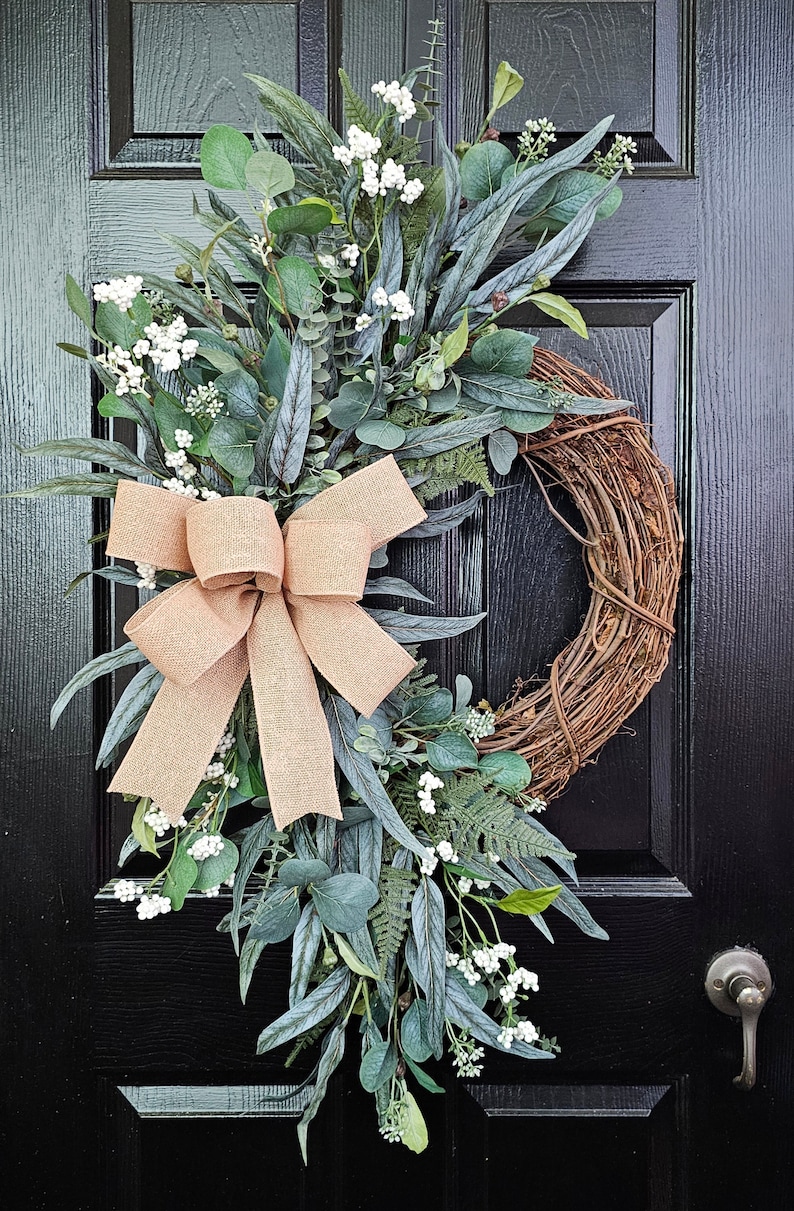 Wreaths for Front Door, Everyday Wreath, Farmhouse Wreath, Rustic Wreath, Greenery Wreath, Summer Wreath, Spring Wreath, Front Door Wreath, image 4