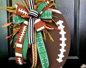 Football Front Door Decor, Sports Sign, Football Door Hanger, Football Wreath