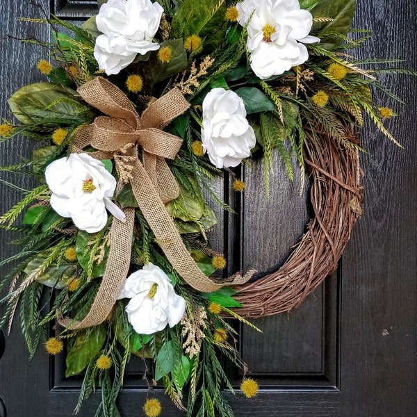 Wreaths for Front Door, Everyday Wreath, Farmhouse Wreath, Rustic Wreath, Magnolia Wreath, Summer Wreath, Fall Wreath, Front Door Wreath