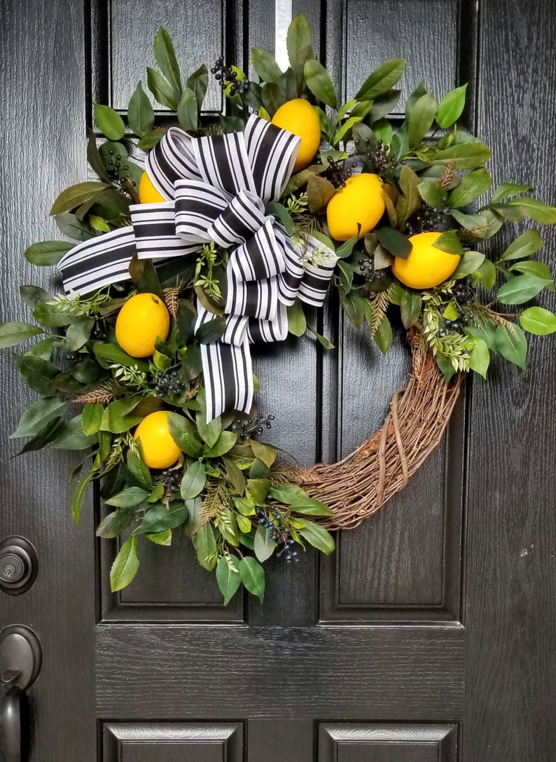 Lemon Wreath Spring Wreath for Front Door Etsy