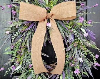 Couronne de printemps : couronnes de tous les jours pour la porte d'entrée, décoration de ferme violette