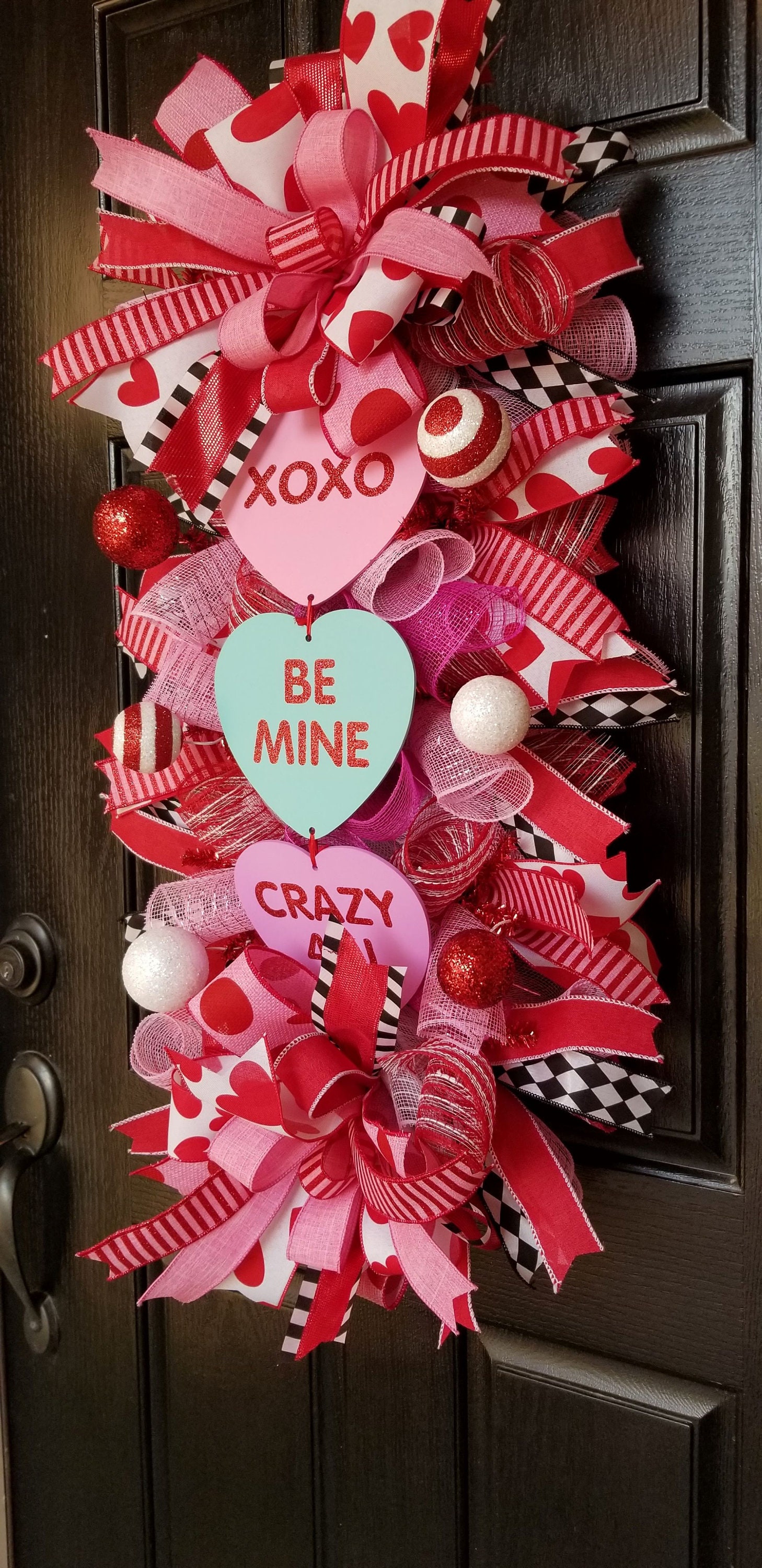 Valentine's Day Door Swag: Candy Heart Wreath, Double Door Decor - Etsy