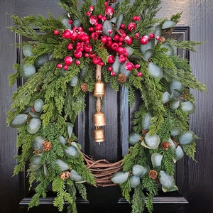 Christmas Wreath, Christmas Wreaths for Front Door, Front Door Wreath, Pine Wreath, Winter Wreath