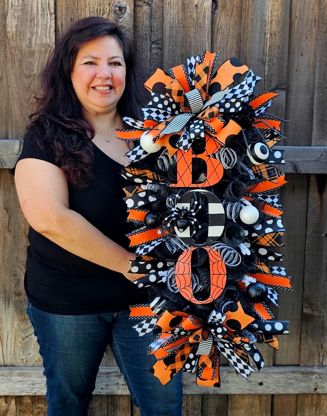 Halloween Swag Wreath: Spider & 'boo' Front Door Decor - Etsy