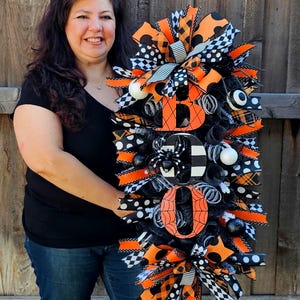 Halloween Wreath,  Halloween Swag, Halloween Wreaths For Front Door, Front Door Wreath, Halloween Decor, Spider Decor, Boo Swag, Boo Wreath