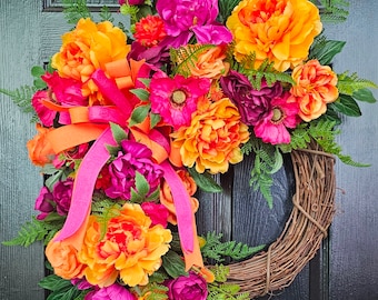 Wreaths for Front Door, Summer Wreath, Front Door Wreath, Wreaths for Front Door Year Round, Spring and Summer Wreaths