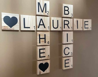 Lettre scrabble/lettre scrabble XXL/lettre Bois scrabble/bois/wood/décoration murale/arche d'éveil bois/babygym/lettre bois /bébé/décoration