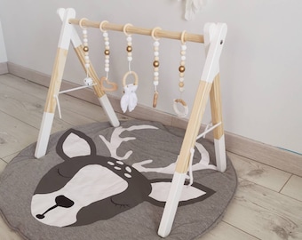 Arche d'éveil en bois /Portique d'éveil en bois personnalisable/babygym/Portique bébé /arche bébé /jouets suspendus/montessori /arche éveil