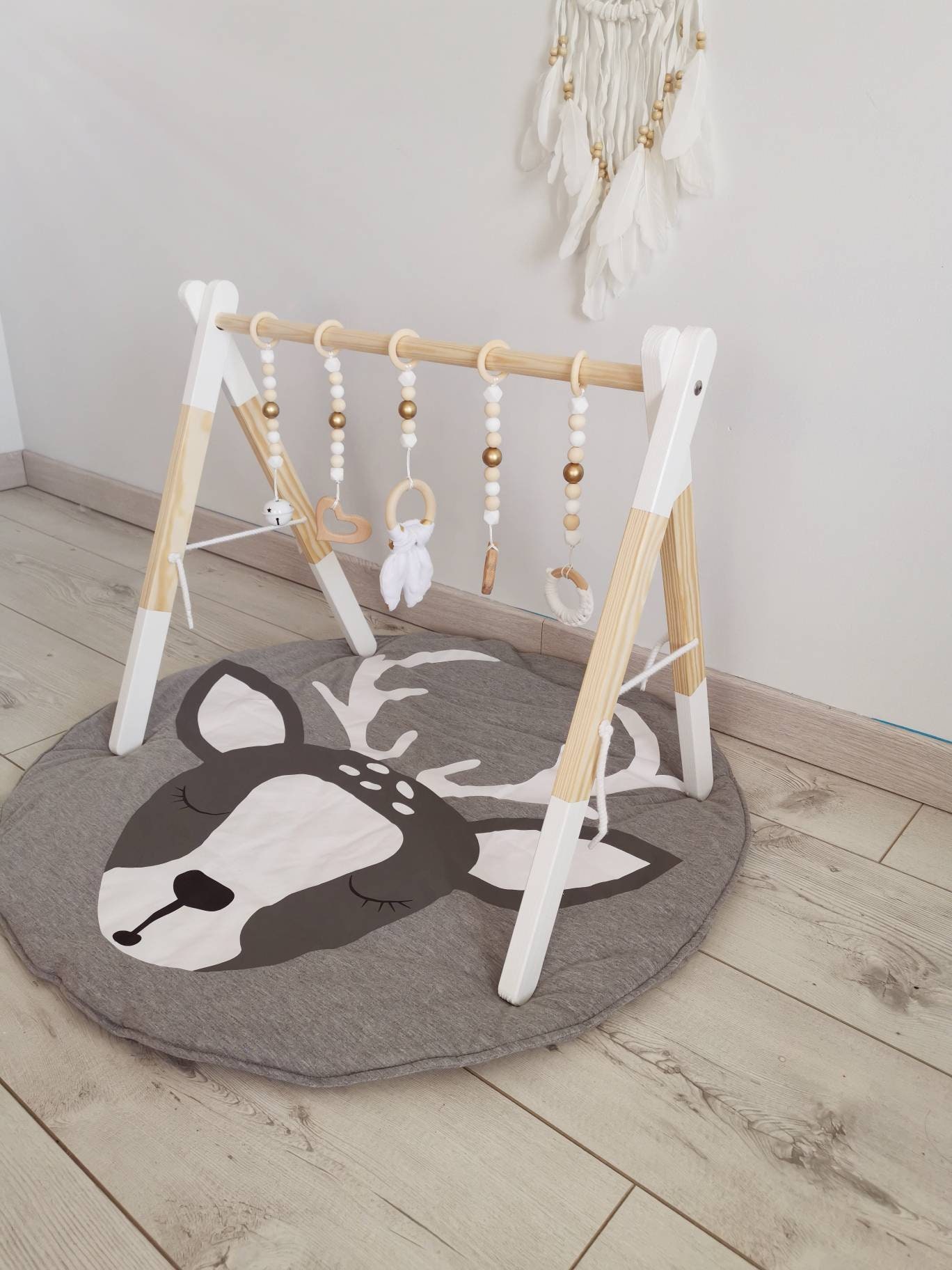 Arche d'éveil en bois /Portique d'éveil en bois  personnalisable/babygym/Portique bébé /arche bébé /jouets  suspendus/montessori /arche éveil -  France