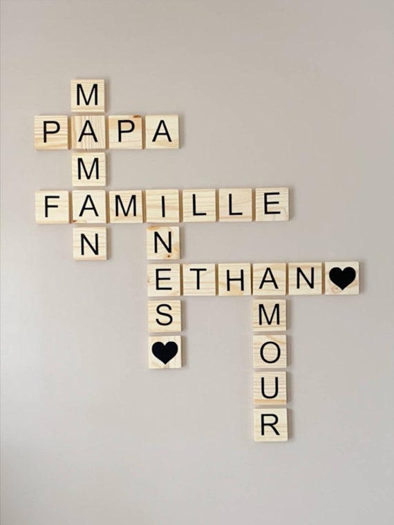 Lettre scrabble/lettre scrabble XXL/lettre Bois  scrabble/bois/wood/décoration murale/arche d'éveil bois/babygym/lettre bois  /bébé/décoration