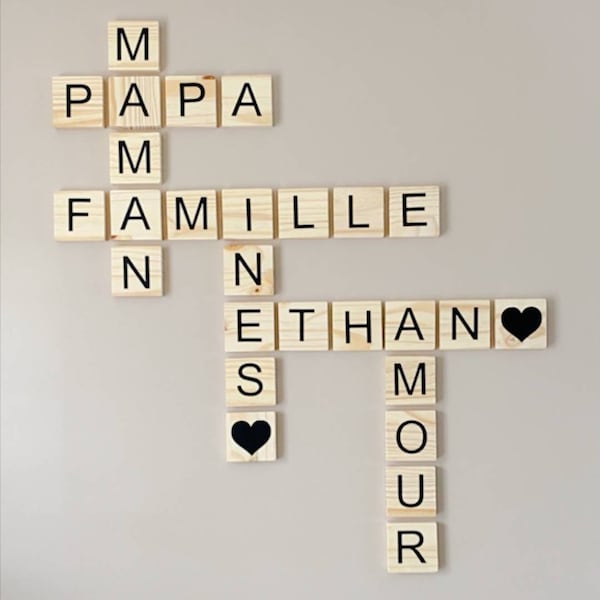 Lettre scrabble/lettre scrabble XXL/lettre Bois scrabble/bois/wood/décoration murale/arche d'éveil bois/babygym/lettre bois /bébé/décoration