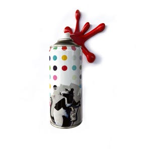 Funky Mouse Painter Graffiti Torn Spraycan Sculpture with Plastic Splash Urban Table or Wall Decor Gift for him