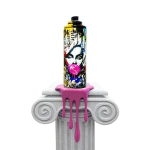 Monroe-stil, skulptur i trasig sprayburk med plastdroppe, urban hylla eller väggdekor, popkonst, alla hjärtans dag-present till henne