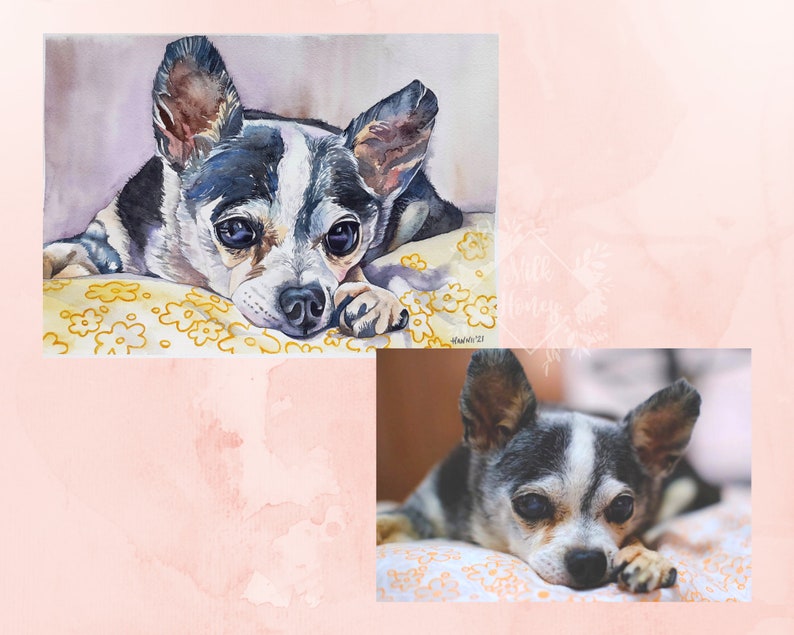 Pet Portrait Custom Watercolor PET PORTRAIT Dog Painting From Photo Dog Art Cat Painting Cat Art Pet Memorial Personalised Pet Portrait