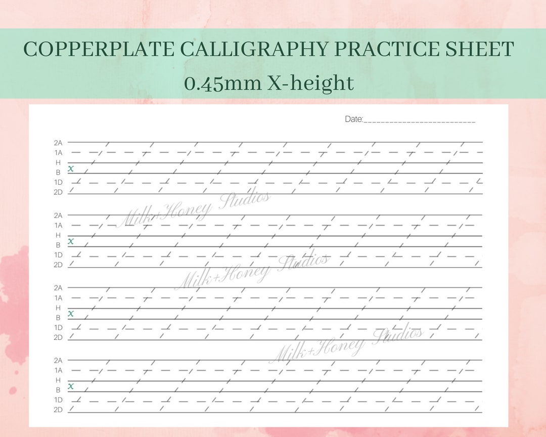 Digital Download Copperplate Calligraphy Practice Sheet With Guidelines ...