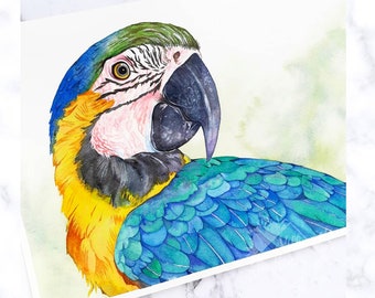 Custom Portrait Pet Bird Macaw Painting Personalized gift Pet Portrait Watercolor painting Custom bird painting Bird lover gift