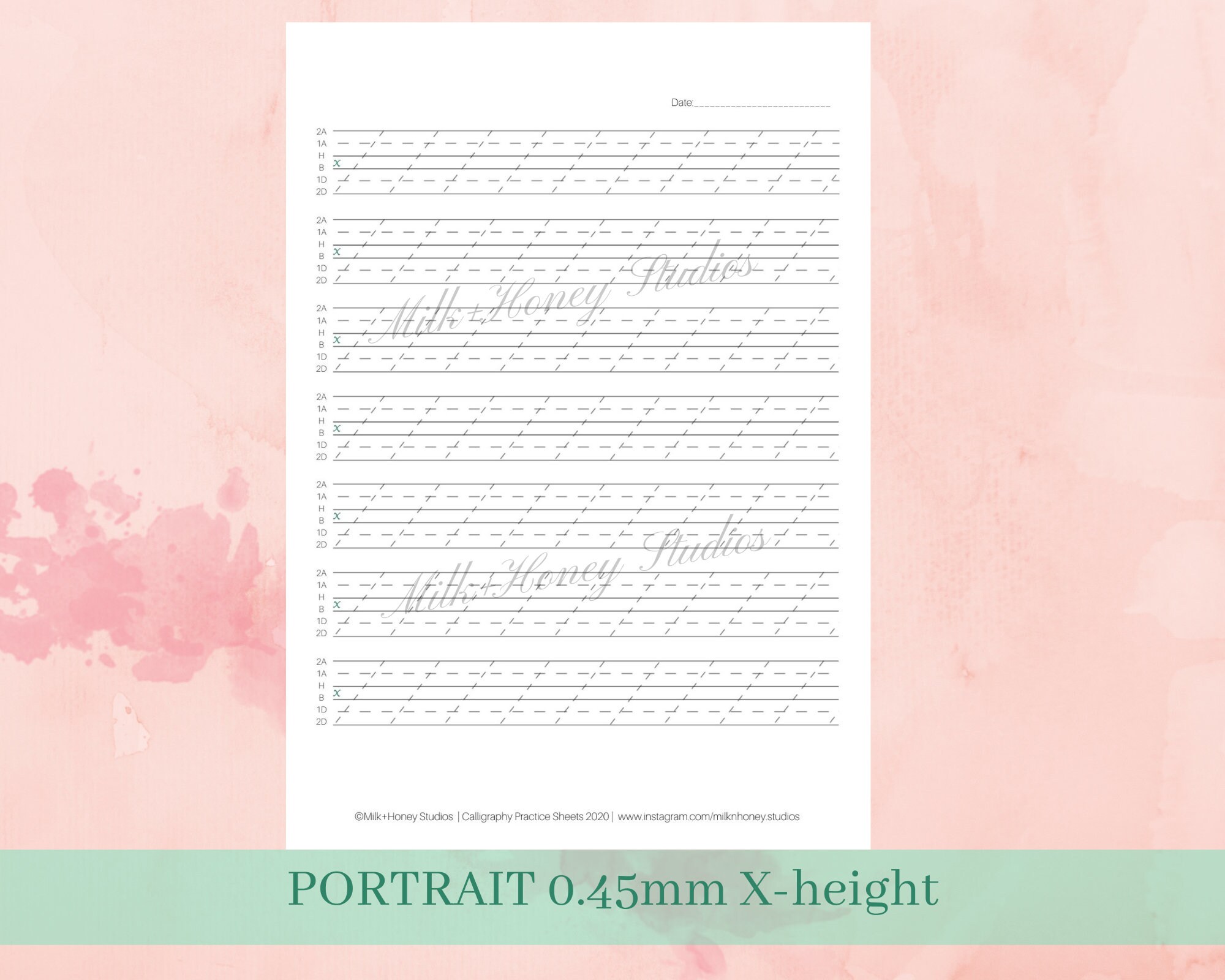 Digital Download Copperplate Calligraphy Practice Sheet With Guidelines ...