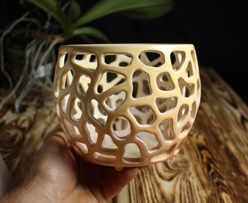 Large Orchid Pot 5 Openwork ceramic pot with holes Fine Etsy
