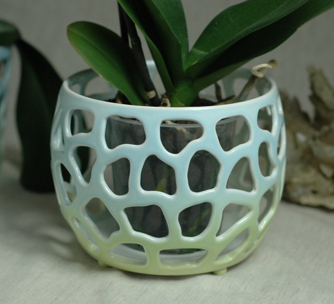 Large Orchid Pot 6 Openwork ceramic pot with holes Fine Etsy