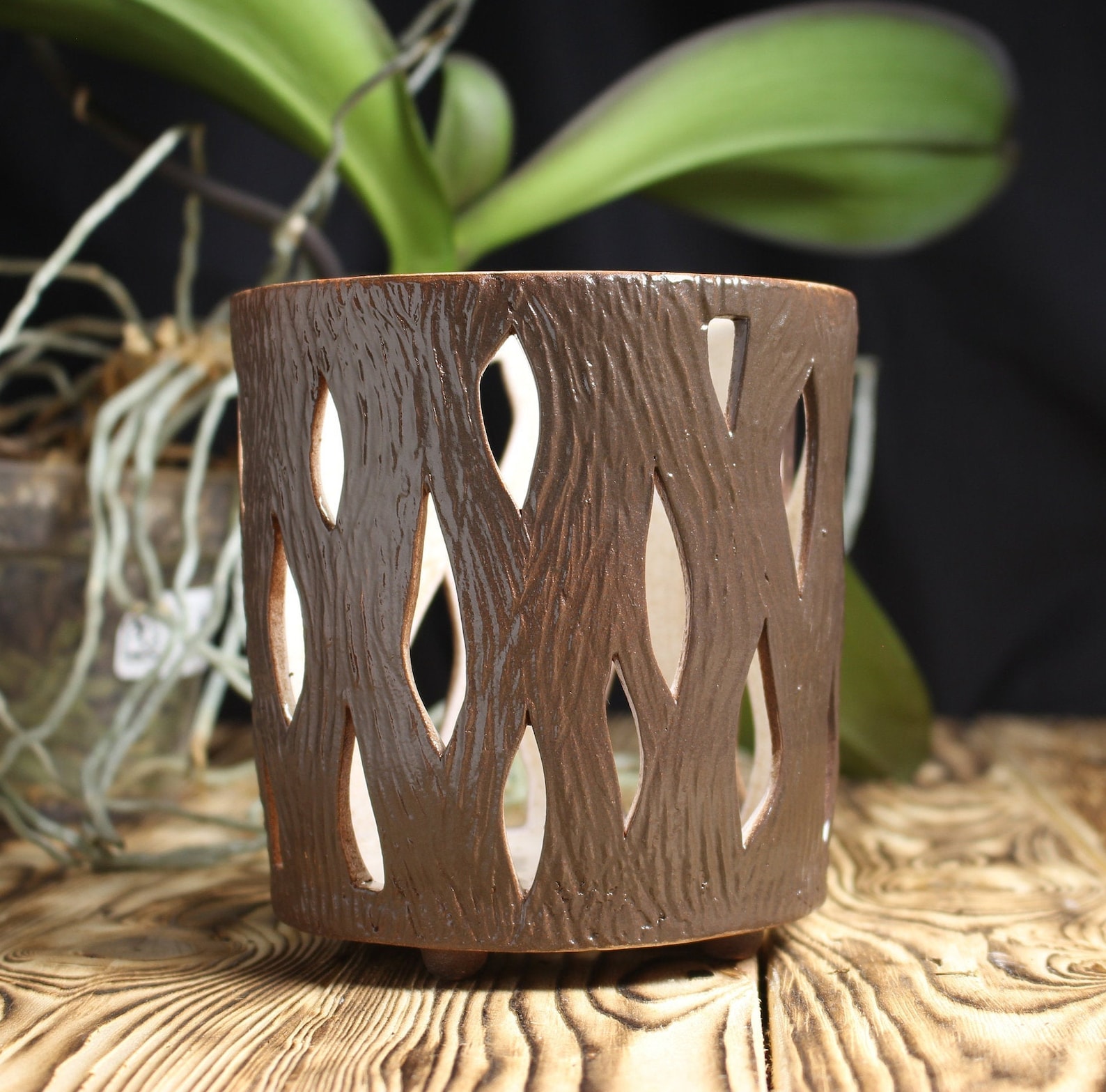 Large Orchid Pot 5 Openwork Ceramic Pot With Holes Fine Cutting Сeramic