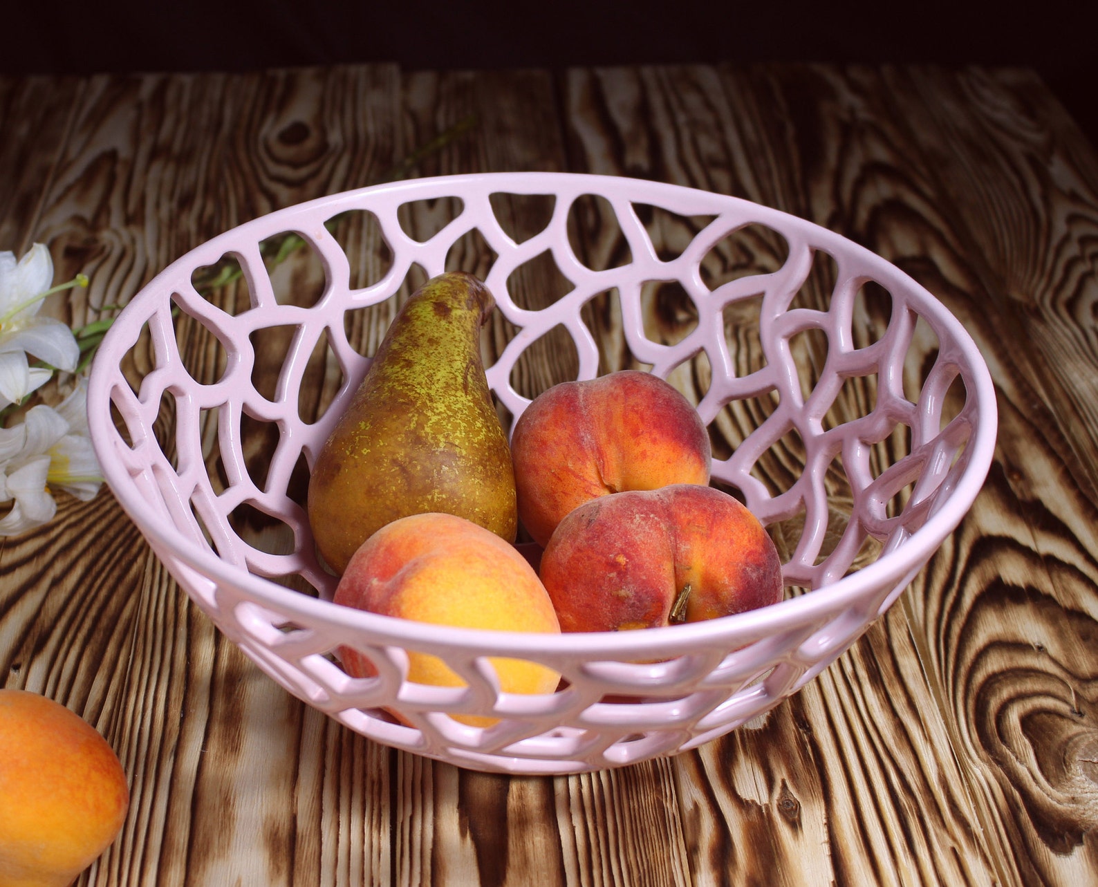 Fruit bowl Openwork ceramic white bowl with holes Rustic White Etsy