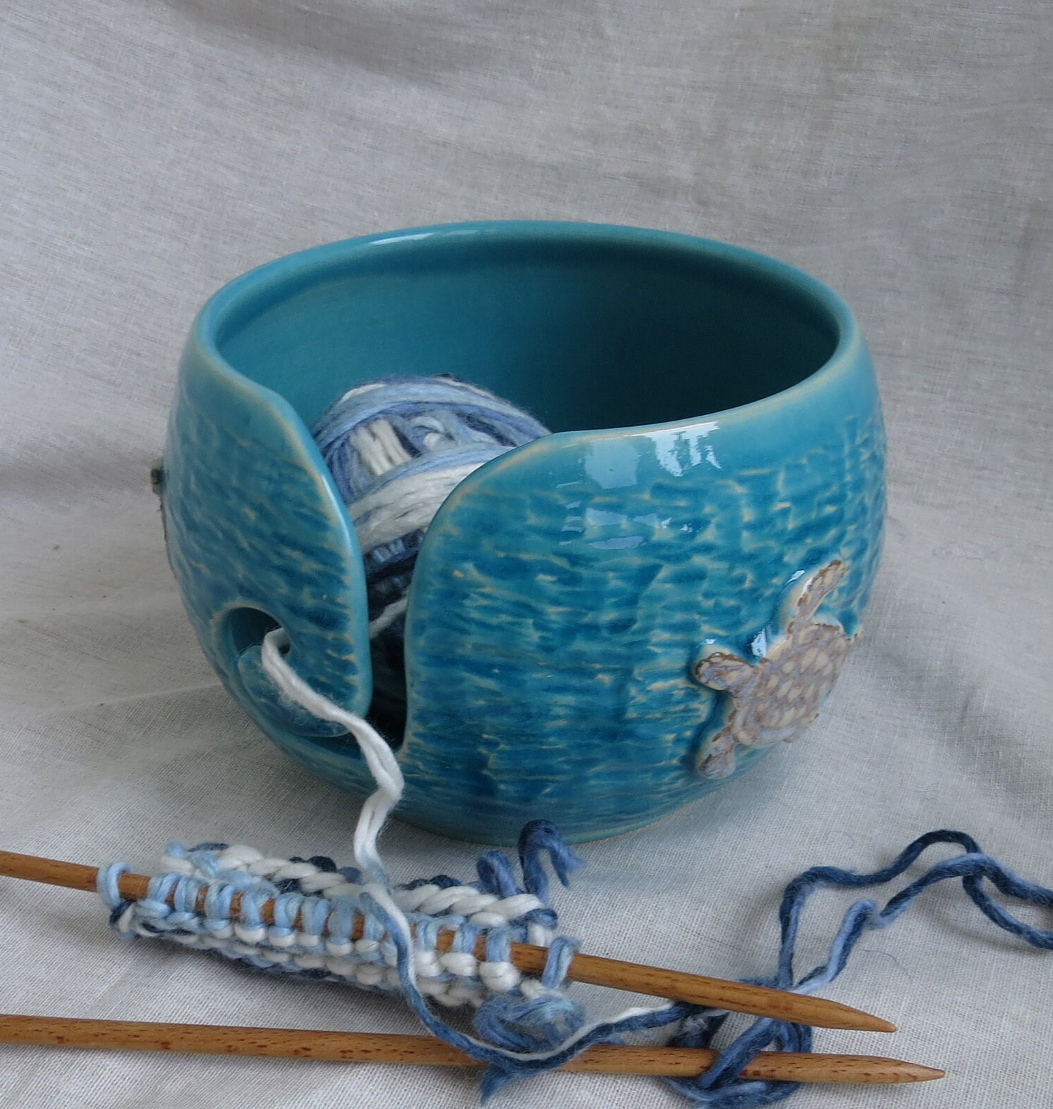 Large Yarn Bowl for Crochet and Knitting Fits Whole Skein - Craft
