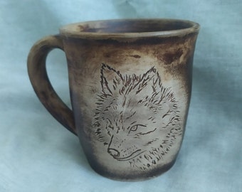 Mugs with Wolf Tiger Lynx Ceramic cup Wolf Handmade Ukraine Ceramic mug Ukraina Pottery Mug Large Coffee Cup Ukraine Mug Rustic Clay Mug