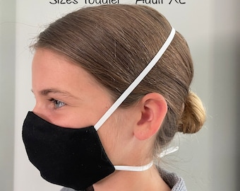 100% Cotton Adjustable Fitted Overhead Face Mask, with Sliding Toggles, Filter Pocket, Optional Removable Nose Wire