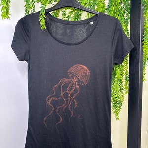 Bleached shirt unisex , Bleach jellyfish shirt,   Jellyfish bleach tee, Black bleach gothic shirt, Dark art tshirt, hand painted with bleach