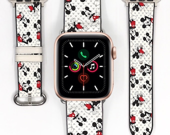 Apple Watch Band 38 40 41 mm and 42 44 45 49 mm for All Series, vintage  mickey mouse inspired silicon watch strap, Disney Vacation kd-ecf
