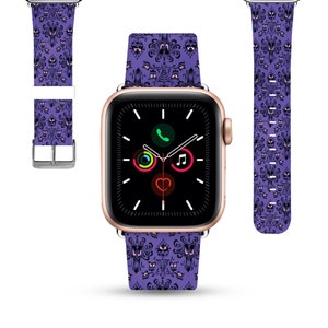 Theme Park Apple Watch Band 38 40 41 mm and 42 44 45 49 mm for All Series, leather strap damask Disney villains inspired kd-efh