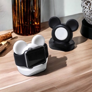 Morbida testa con orecchie di Topolino. Supporto per mouse Apple Watch per orologio da 38 40 41 42 44 45 49 mm. Orecchie Disney. Orologio Disney. Custodia in silicone