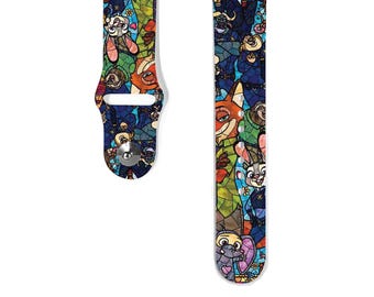 Zootopia Apple Watch Band: Stained Glass Style Silicone iWatch Strap for All Series, k48