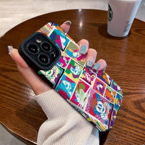 Custodia per iPhone con tema parco a tema, Topolino Disney, Custodia per iPhone 16 Pro Max Minnie Mouse, Custodia per iPhone 15+, Custodia per iPhone 14, stile pop art, cbgff