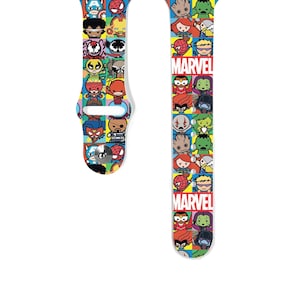 Super Hero Apple Watch Band 38 40 41 mm and 42 44 45 49 mm for All Series, Disney inspired Silicone iwatch strap, Disney Travel, k281
