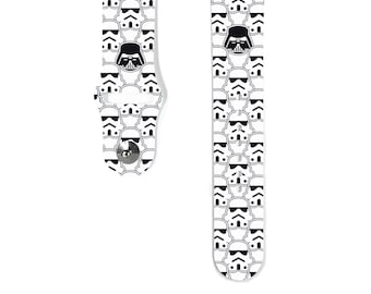 Apple Watch Band 38 40 41 mm and 42 44 45 49 mm for All Series, Star wars inspired Silicone watch strap, white stormtrooper, k270