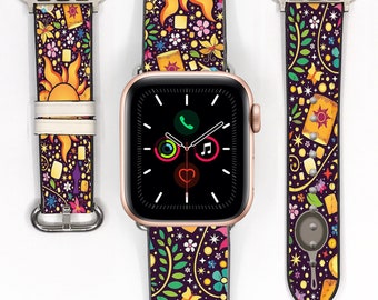 Princess Rapunzel Apple Watch Band: Silicon Leather iWatch Strap for All Series kd-aoae