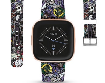 Alptraum vor Weihnachten Fitbit Versa 2 3 4 Band Disney inspirierten Druck, Silikonband für Jack Skellington Fitbit Charge 3 4 5 6, kd-aec