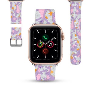 Apple Watch Band women, apple watch band 38 40 41 mm and 42 44 45 49 mm for All Series, purple dragon, PU leather strap,  kd-fio