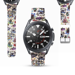 Theme Park Galaxy Watch 6 40 44 mm Band Disney inspired print, PU leather strap for Samsung Galaxy Watch 3 4 5 Disney Cruise Vacation kd-hii