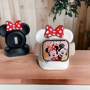Testa morbida con orecchie di Minnie Mouse. Supporto per Apple Watch da 38, 40, 41, 42, 44, 45 e 49 mm. Orecchie Disney. Orologio Disney. Custodia in silicone