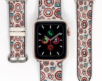 Captain America Apple Watch Band: Avengers Leather Silicon Strap for All Series kd-iei