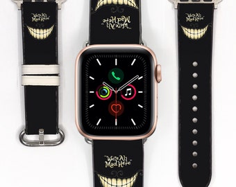 Disney villains inspired for Apple Watch Band 38 40 41 mm and 42 44 45 49 mm, Alice in Wonderland cheshire cat silicon strap All Series, 090