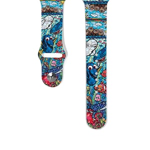 Apple Watch Band 38 40 41 mm and 42 44 45 49 mm for All Series, stained glass printed Silicone strap, Disney Cruise Travel Vacation ,k34