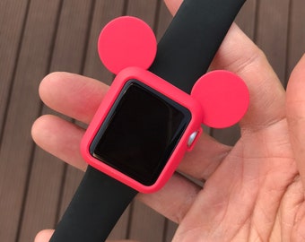 Orejas de ratón rojas. Funda con orejas de ratón para Apple Watch de 38, 40, 42, 44 y 46 mm. Orejas Disney. Disney Watch. Funda de silicona.