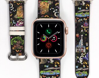 Theme Park Apple Watch Band 38 40 41 mm and 42 44 45 49 mm for All Series, Disney inspired silicon strap Disney attractions 241 kd-hig