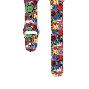 Super Hero Apple Watch Band 38 40 41 mm and 42 44 45 49 mm for All Series, inspired Silicone iwatch strap, k368